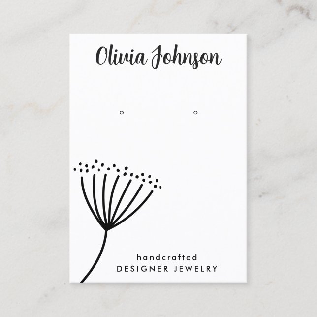 Chic Hand Drawn Dandelion Jewellery Earring Displa Business Card (Front)