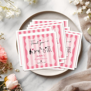 Chic Hand Drawn Pink Stripe Bridal Shower Napkin