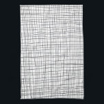 Chic hand drawn stripe black & white grid tea towel<br><div class="desc">Decorate your kitchen with this cool towel. Makes a great housewarming or wedding gift! 
You can customise it and add text too.
Check my shop for lots more colours and patterns!</div>
