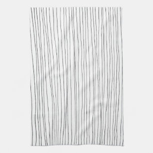 Chic hand drawn stripe black & white kitchen towel