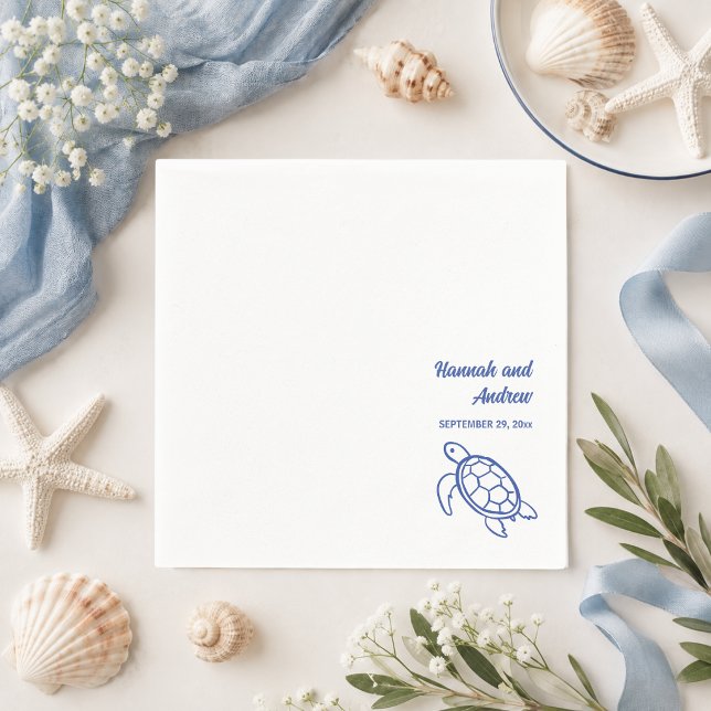 Chic Hand Drawn Turtle Wedding Napkin (Creator Uploaded)