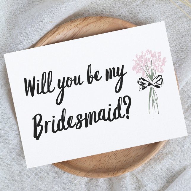 Chic Hand Drawn Will You Be My Bridesmaid Proposal Card (Sweet and charming card featuring a delicate bouquet design, perfect for your bridesmaid proposal.)