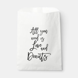Chic Hand Lettered All you need is Love and Doughn Favour Bags