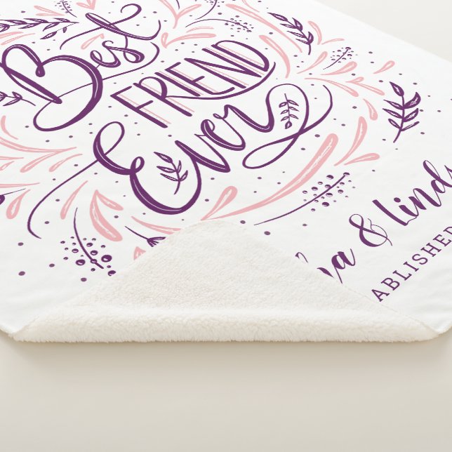 Chic Hand Lettered Best Friend Ever Personalised Sherpa Blanket (3/4)