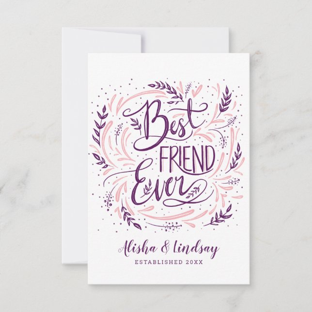 Chic Hand Lettered Best Friend Ever Personalised Thank You Card (Front)
