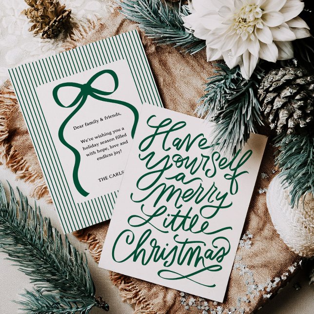 Chic Hand Lettered Christmas Holiday Flat Card (Creator Uploaded)