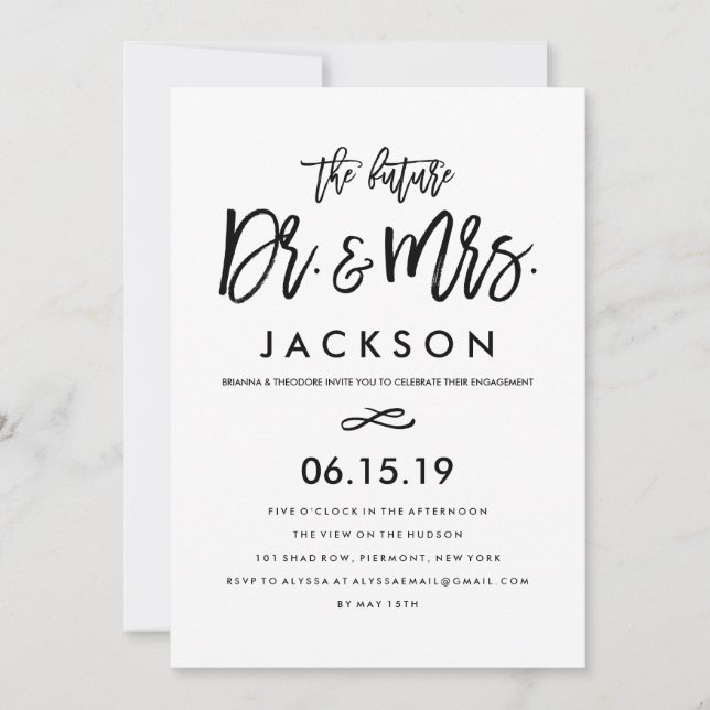 Chic Hand Lettered Engagement Party Invitation (Front)
