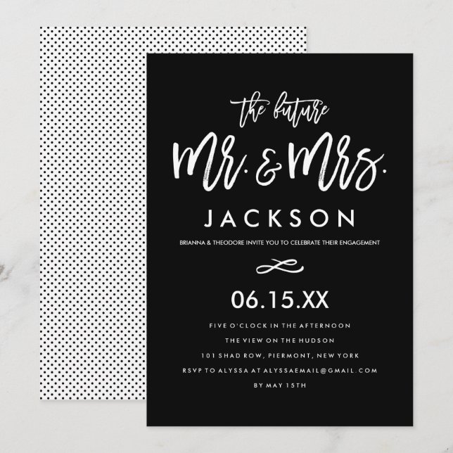 Chic Hand Lettered Engagement Party Invitation (Front/Back)