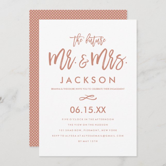 Chic Hand Lettered Engagement Party Invitation (Front/Back)