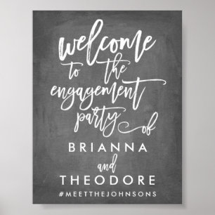 Chic Hand Lettered Engagement Welcome Sign