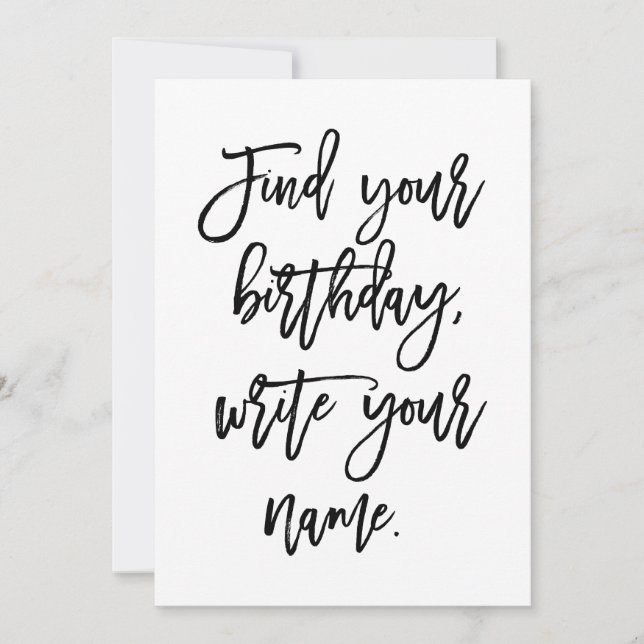Chic Hand Lettered Find Your Birthday, Card (Front)