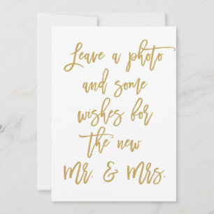 Chic Hand Lettered Gold Photo and Wishes Advice Card