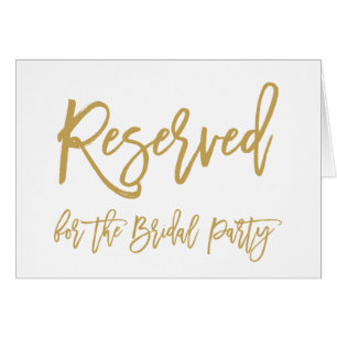 Chic Hand Lettered Gold Reserved for Bridal Party