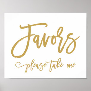 Chic Hand Lettered Gold Wedding Favours Sign
