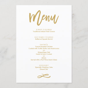 Chic Hand Lettered Gold Wedding Menu