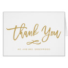 Chic Hand Lettered Gold Wedding Thank You Card
