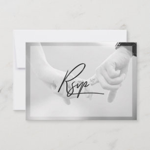 Chic Hand Lettered Photo Wedding RSVP Card