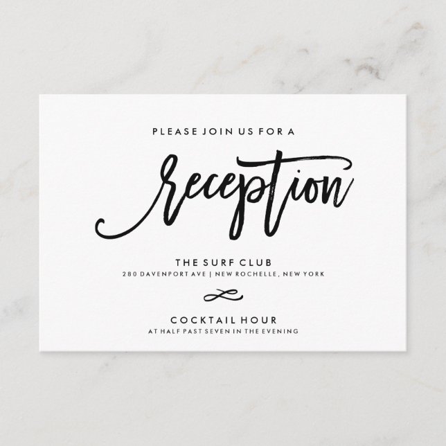 Chic Hand Lettered Reception Accommodations 2-Side Enclosure Card (Front)