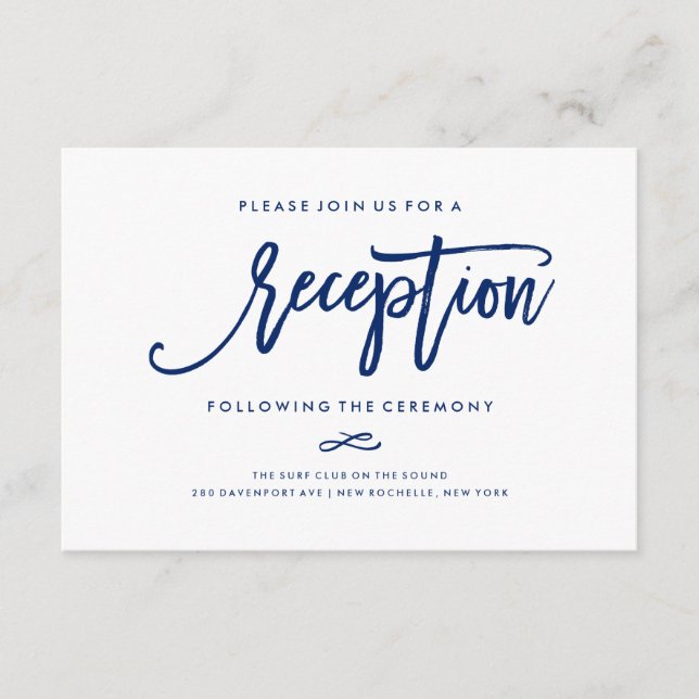 Chic Hand Lettered Reception Accommodations 2-Side Enclosure Card (Front)