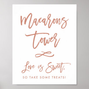 Chic Hand Lettered Rose Wedding Macarons Sign