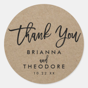 Chic Hand Lettered Rustic Thank You Favour Label