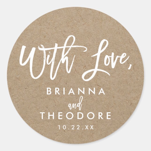 Chic Hand Lettered Rustic "With Love" Favour Label (Front)