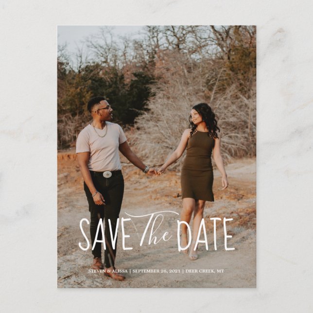 Chic Hand Lettered Save the Date Invitation Postcard (Front)