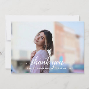 Chic Hand Lettered Script Thank You Graduation  Card