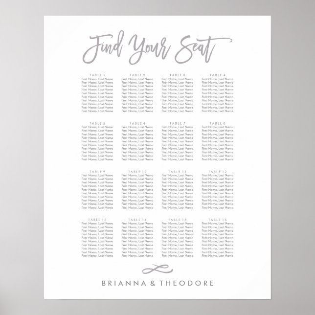 Chic Hand Lettered Seating Chart (Front)