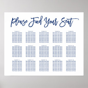 Chic Hand Lettered Seating Chart Navy