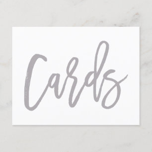 Chic Hand Lettered Silver Wedding Cards Sign