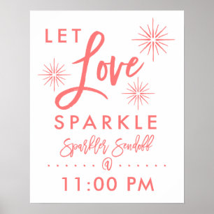 Chic Hand Lettered Sparkler Sendoff Sign   Coral