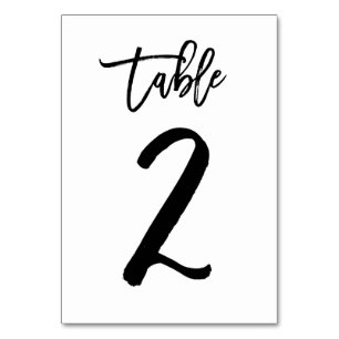 Chic Hand Lettered Table Number Card   Table 2