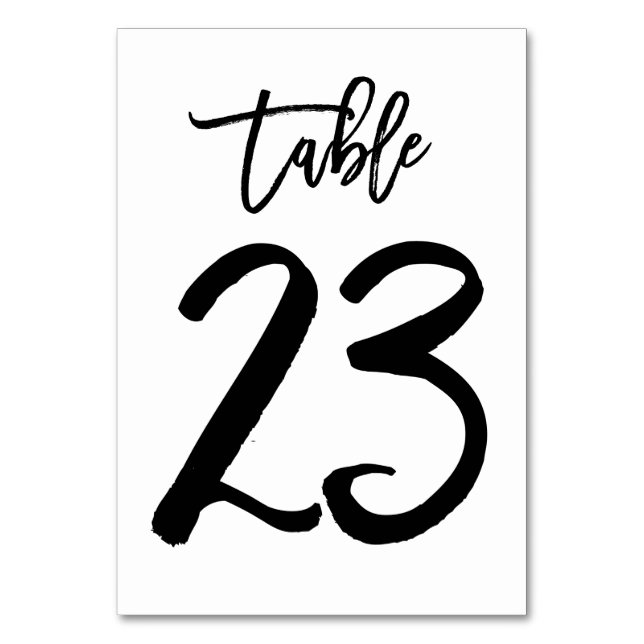 Chic Hand Lettered Table Number Card | Table 23 (Front)