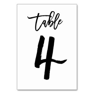Chic Hand Lettered Table Number Card   Table 4