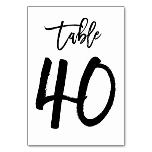 Chic Hand Lettered Table Number Card   Table 40