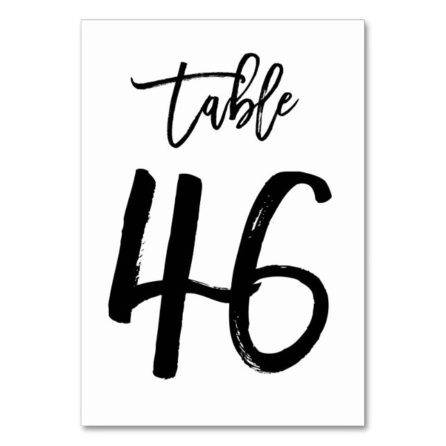 Chic Hand Lettered Table Number Card | Table 46 (Front)