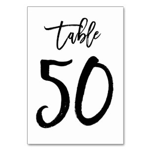 Chic Hand Lettered Table Number Card   Table 50