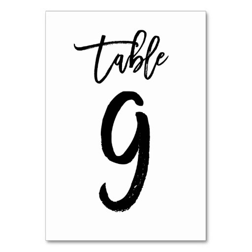 Image of Chic Hand Lettered Table Number Card | Table 9