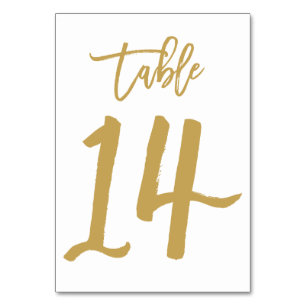 Chic Hand Lettered Table Number Gold Table 14
