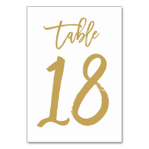 Chic Hand Lettered Table Number Gold Table 18