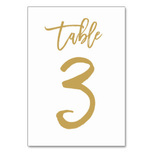 Chic Hand Lettered Table Number Gold Table 3