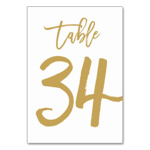 Chic Hand Lettered Table Number Gold   Table 34