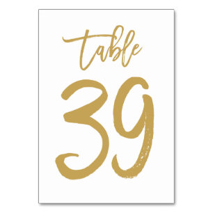 Chic Hand Lettered Table Number Gold Table 39