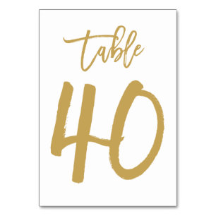 Chic Hand Lettered Table Number Gold Table 40