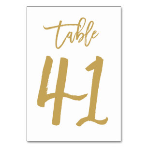 Chic Hand Lettered Table Number Gold Table 41