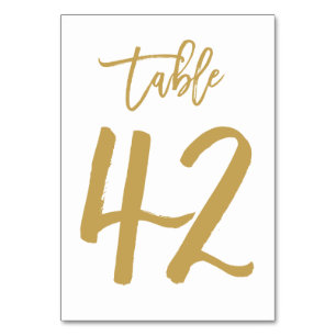Chic Hand Lettered Table Number Gold Table 42
