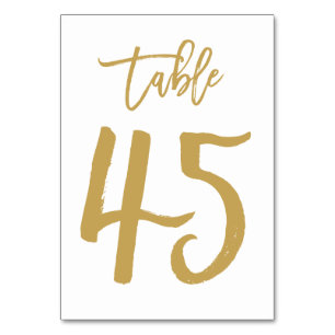 Chic Hand Lettered Table Number Gold Table 45
