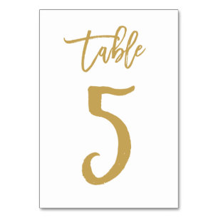 Chic Hand Lettered Table Number Gold   Table 5