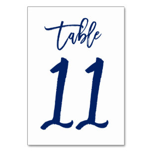 Chic Hand Lettered Table Number Navy   Table 11